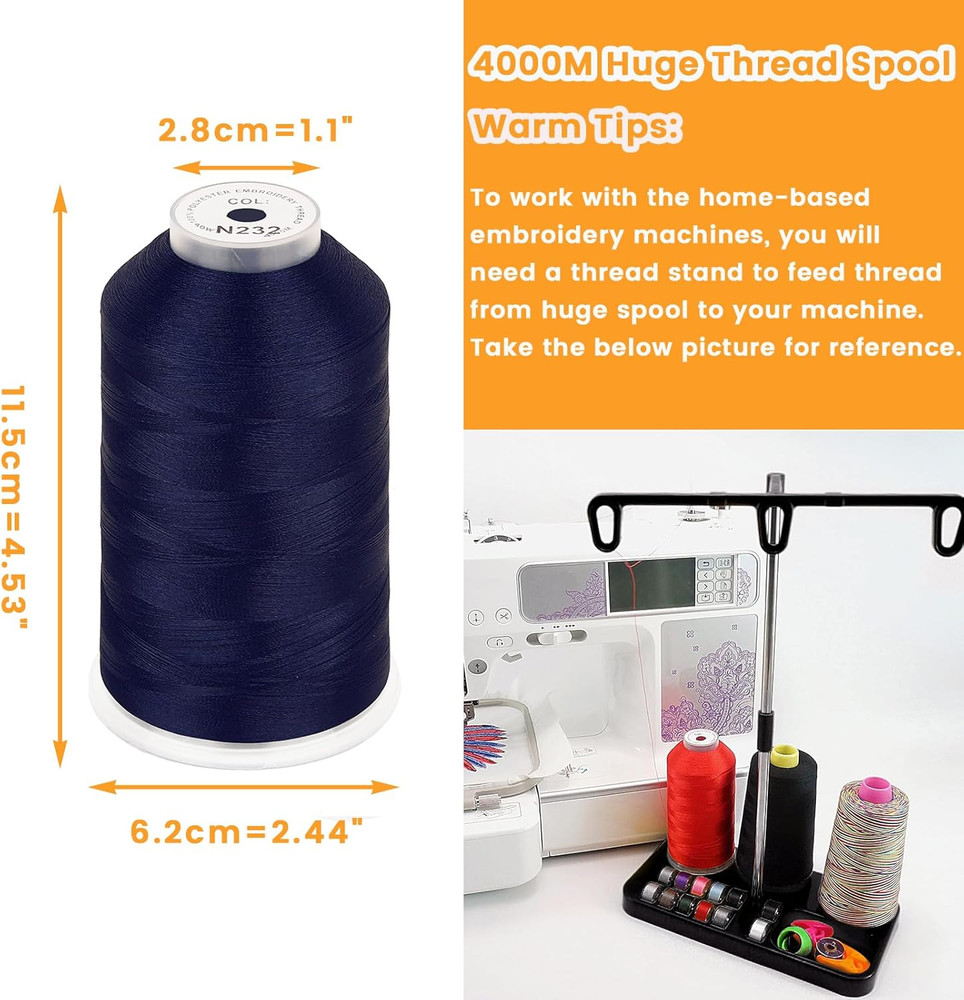 - Single Huge Spool 4000M Each Polyester Embroidery Machine Thread 40WT for Comm