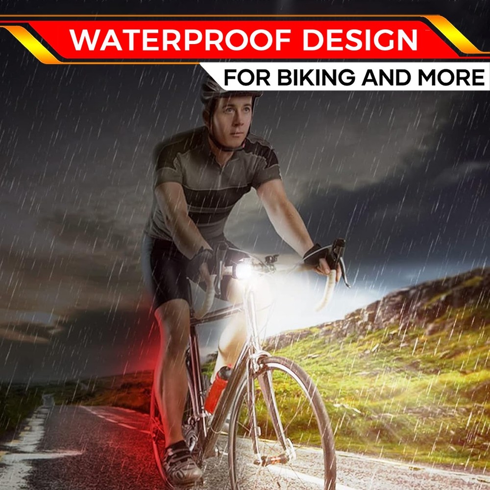 USB Rechargeable Bright LED Bicycle Bike Front Headlight and Rear Tail Light Set