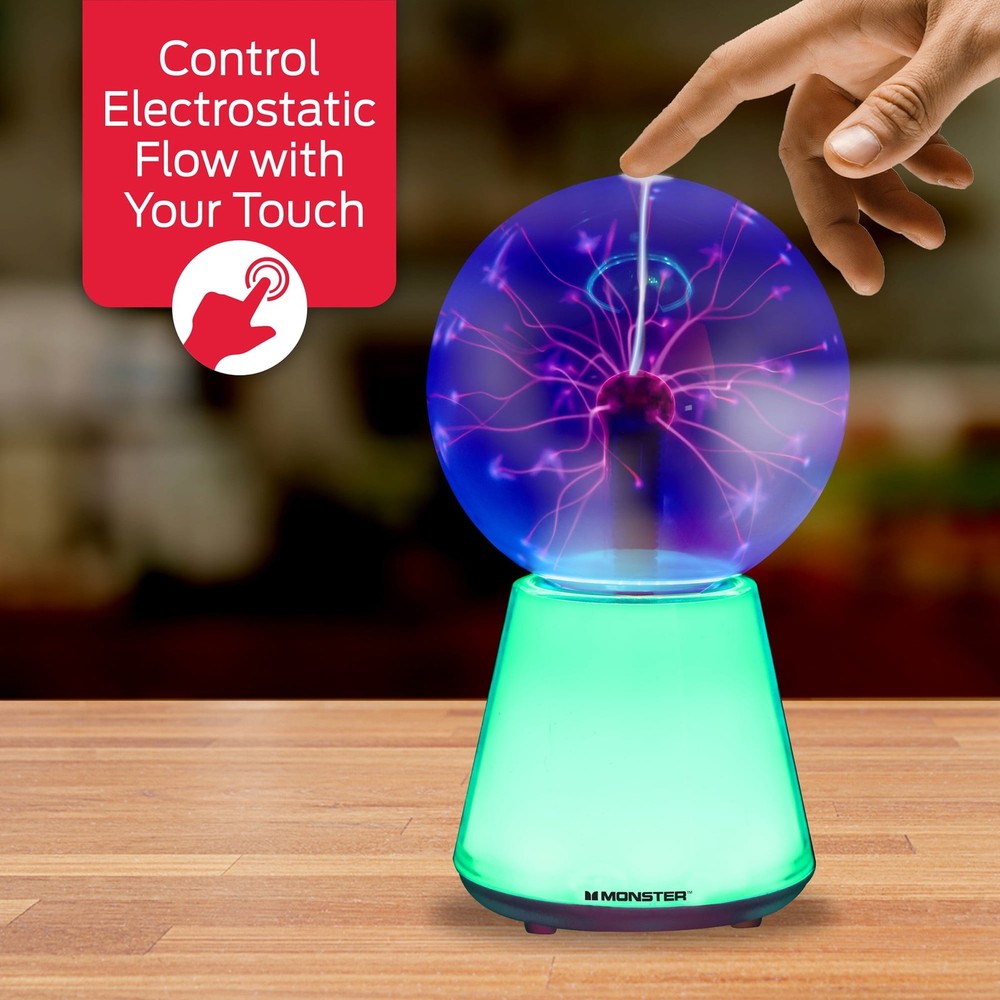 Monster Plasma Sphere,Interactive Electrostatic Plasma Globe Lamp with LED Color