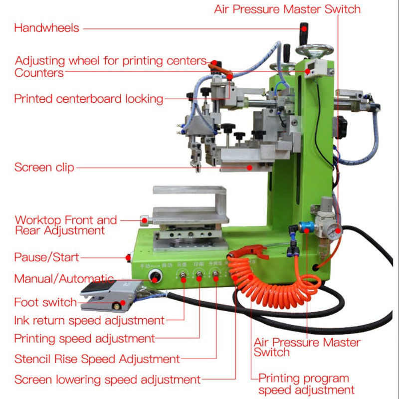 Small semi-automatic screen printing machine desktop desktop pneumatic flat scre