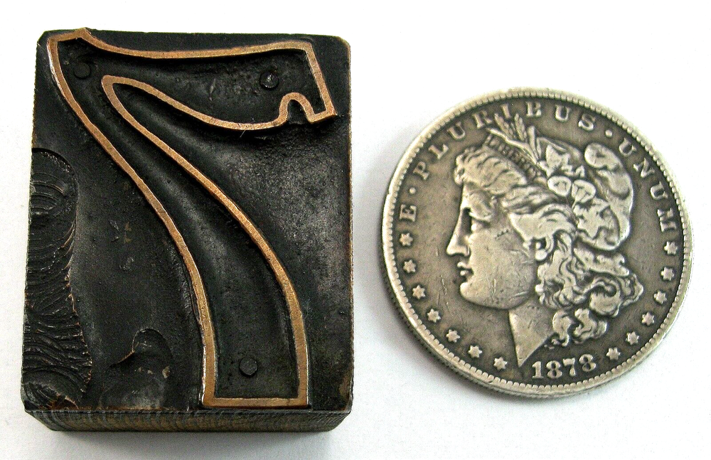 Letterpress Print Block - "Lucky 7"