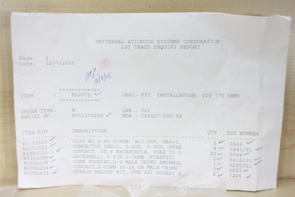 [Universal Avionics VIU Install Kit K12072