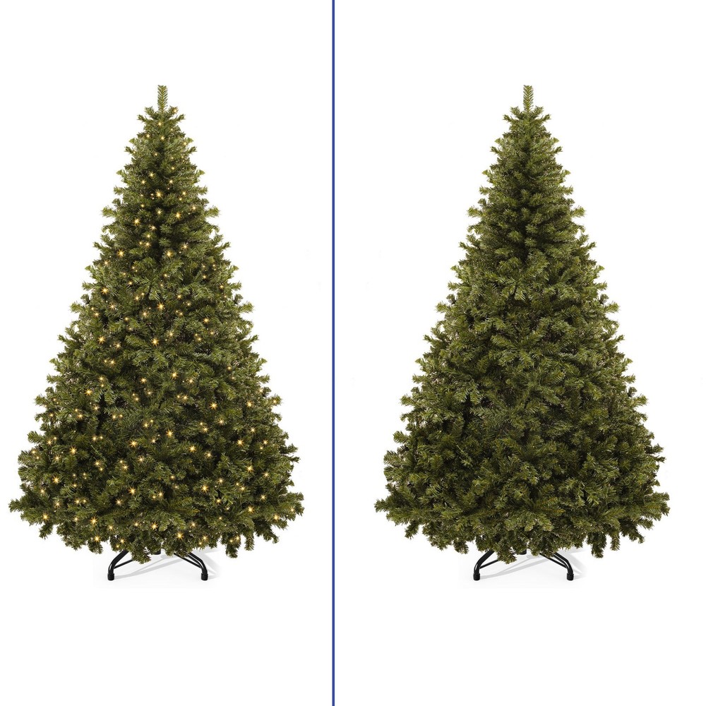 6ft Prelit Christmas Tree Artificial w/ White LED Lights, Sturdy Base