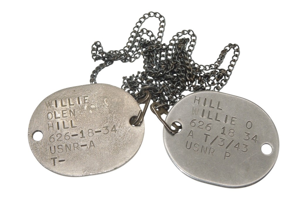 WWII US Navy Thumbprint Dog Tag & STERLING Chain Aviator Bombing Squadron CA8