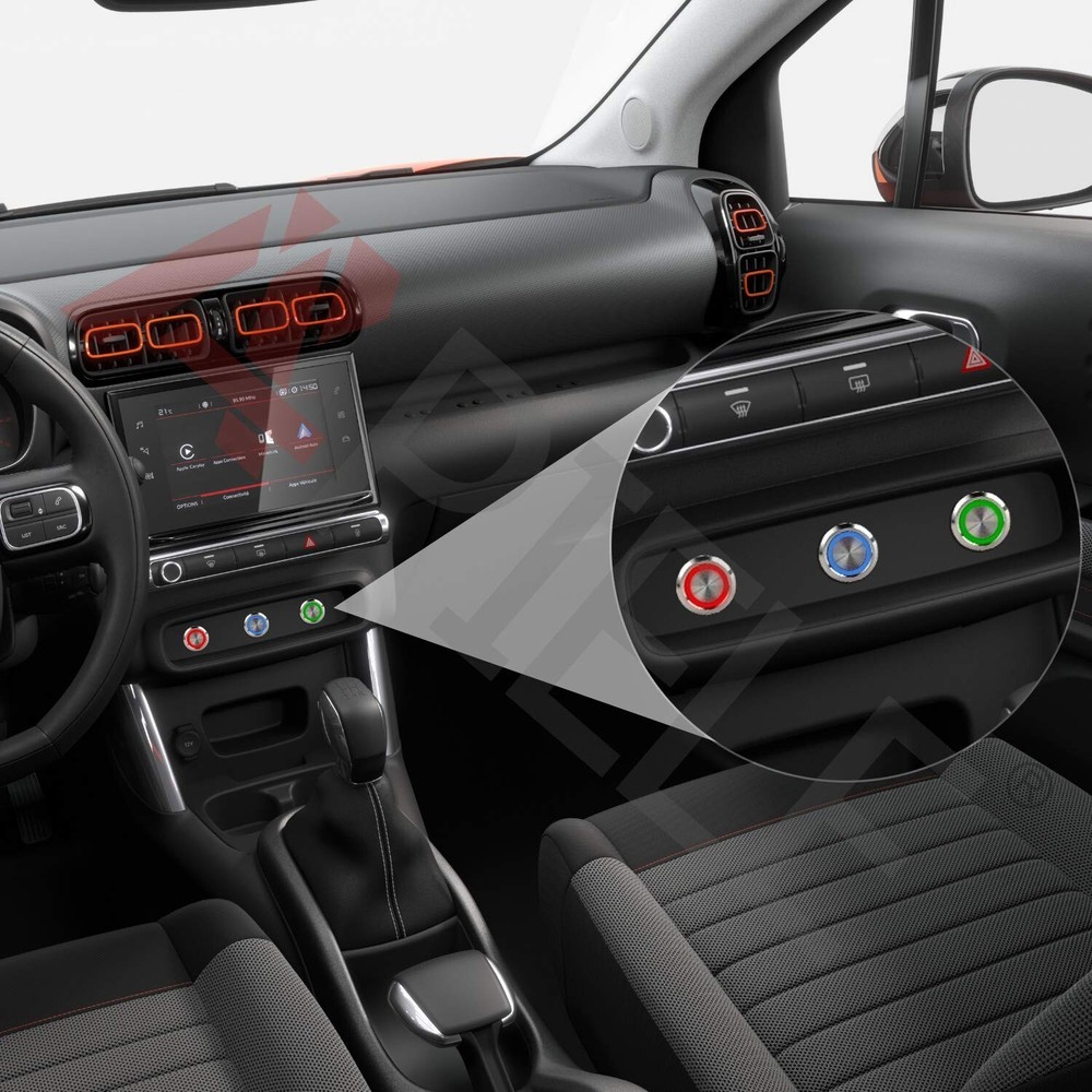 12V Waterproof Latching Push Button Switch - 16mm Size with LED Angel Eye