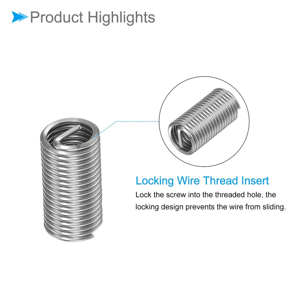 10pcs M10x1.5 3D Wire Thread Repair Insert Helical Type Coiled