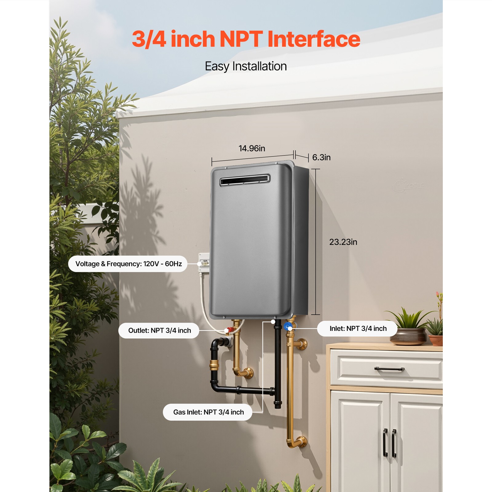 Uimoso Outdoor Propane Tankless Hot Water Heater 120,000BTU Instant 5.3gal