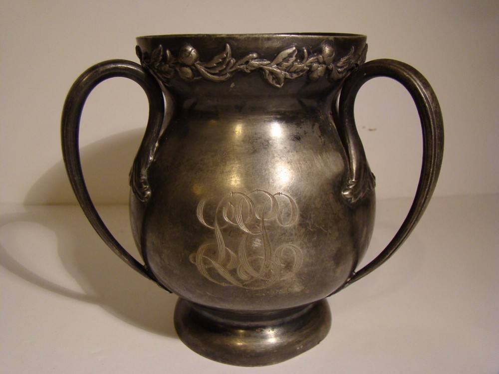 EG Webster And Son 3 Handle Vase Silver Plate Dated October 9th 1907