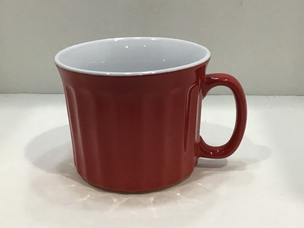 Greenbrier Red Ribbed Soup Mug 20 oz