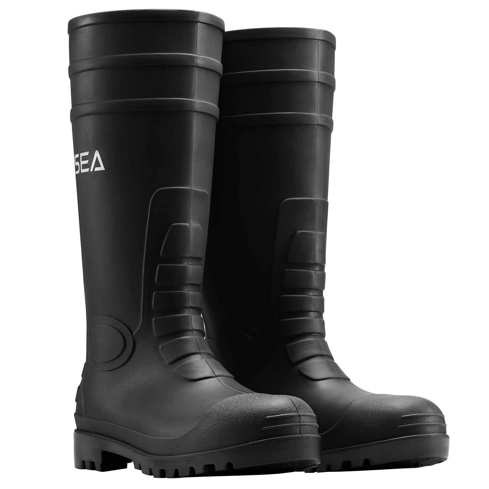 HISEA Men Steel Toe Rain Boots Waterproof Fishing Hunting Garden Mud Work Boots