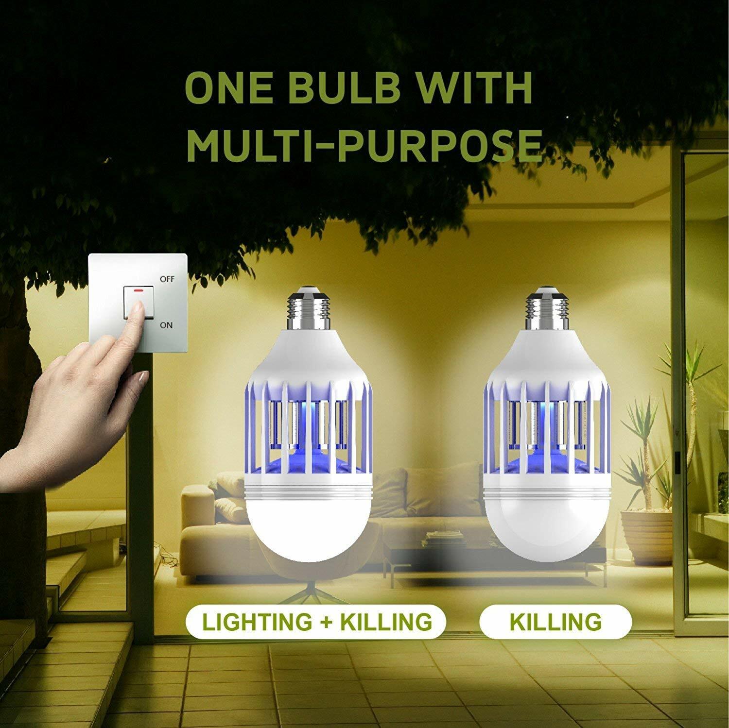 2 Pcs Bug Zapper Light Bulb Mosquito Insect Killer Lamp Indoor Outdoor Fly Trap