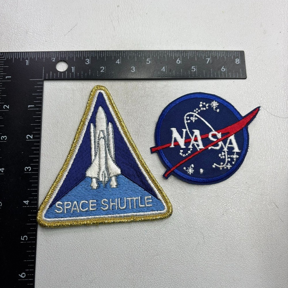 2 Patches NASA SPACE SHUTTLE PROGRAM GOLD TRIM Patch + NASA Patch Lot 50S9