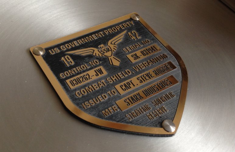 CUSTOM CAPTAIN AMERICA TFA SHIELD SERIAL DATA PLATE PROPERTY TAG PROP