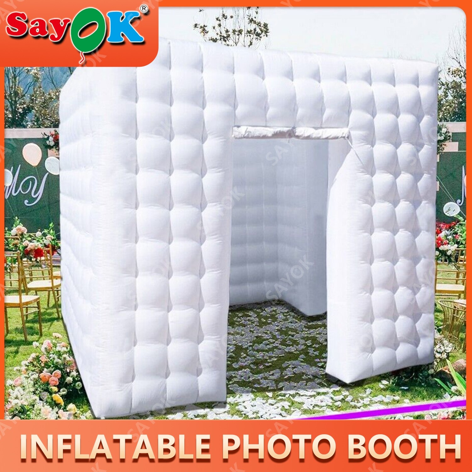 Inflatable Photo Booth Enclosure 1 Doors W/Led Light Blower for Advertising Bars