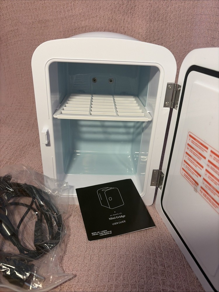 Mini Fridge Cooler, Portable With AC/DC, White