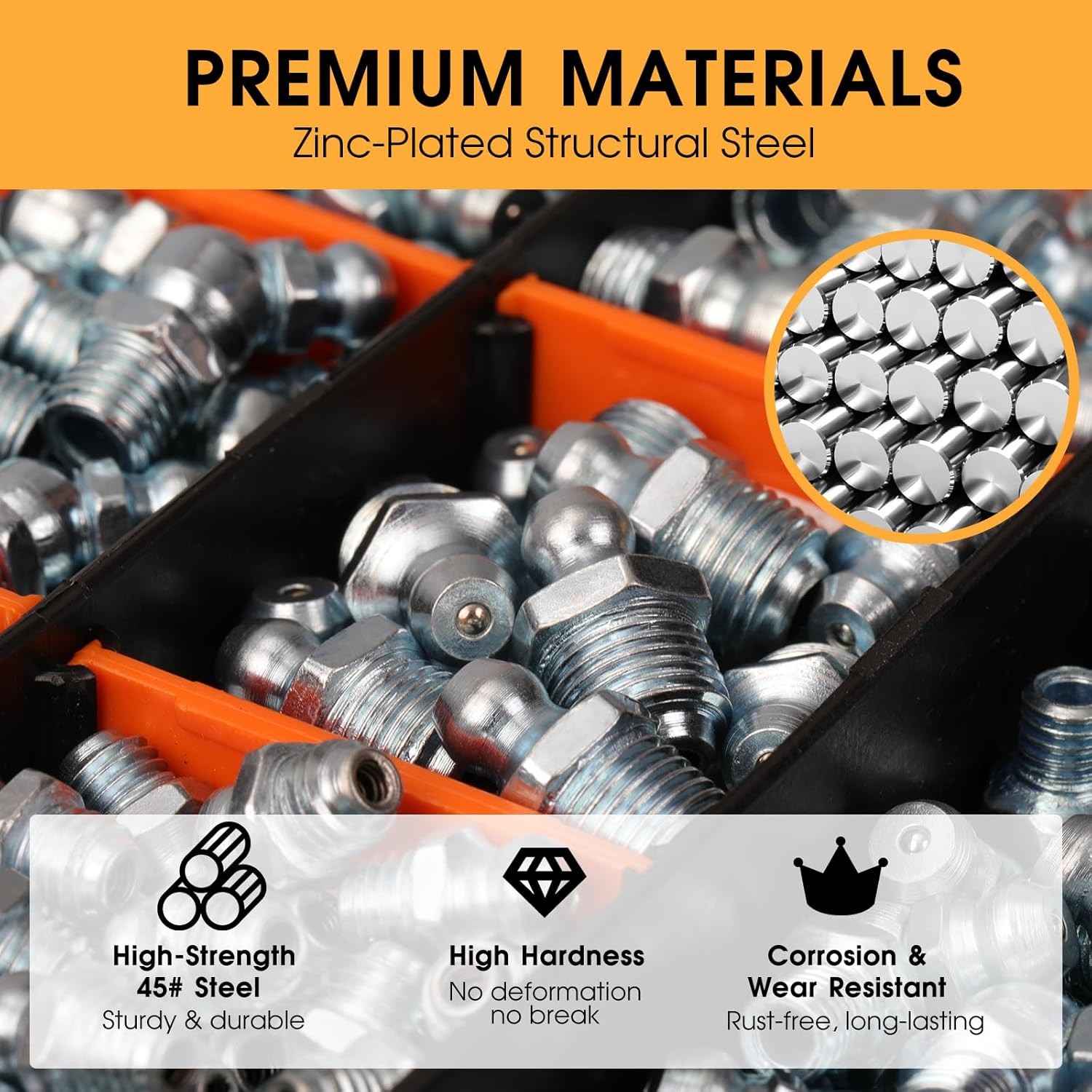 220pcs Metric & SAE Hydraulic Lubrication Grease Zerk Fittings Assortment Set