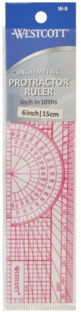 Protractor Ruler, 6", 15Cm, Transparent (W-5)