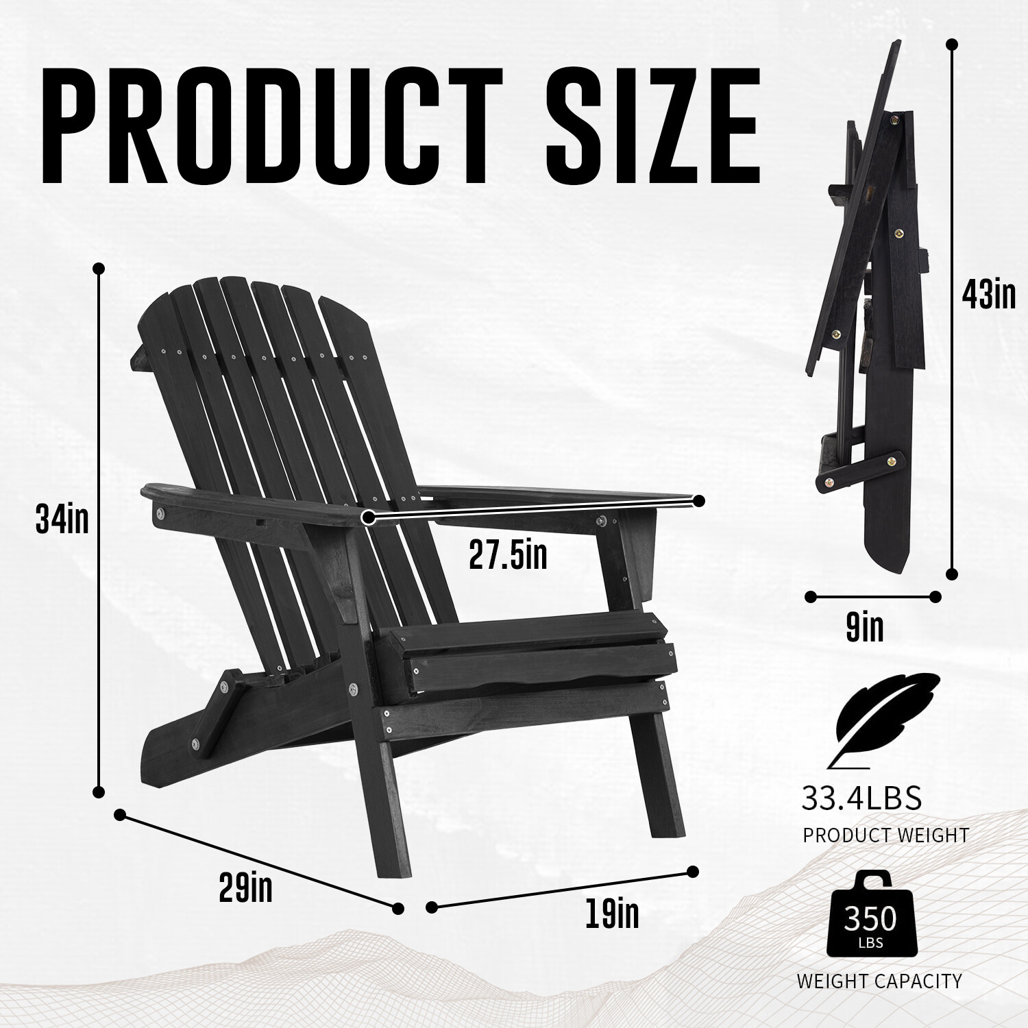 Adirondack Chair All Weather Fire Pit Lounge Chair Easy Assemble Folding Chair