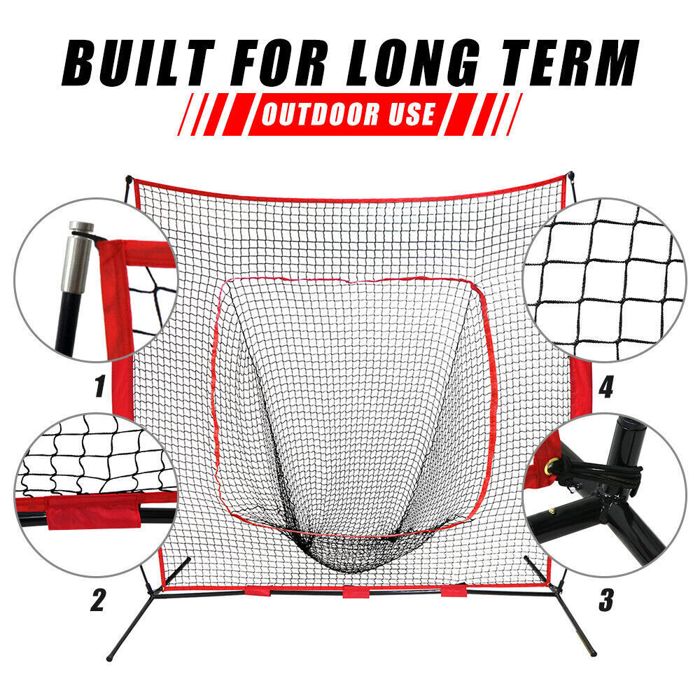 7 x 7' Baseball Softball Hitting Pitching Batting Catching Net w/ Bag