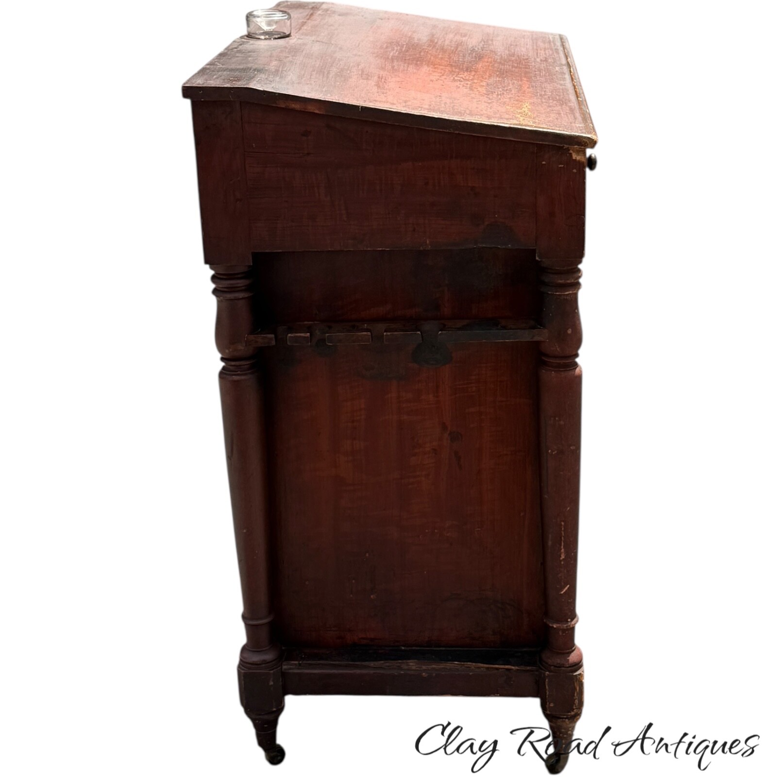 Antique paint decorated primitive country store cabinet cupboard podium folky