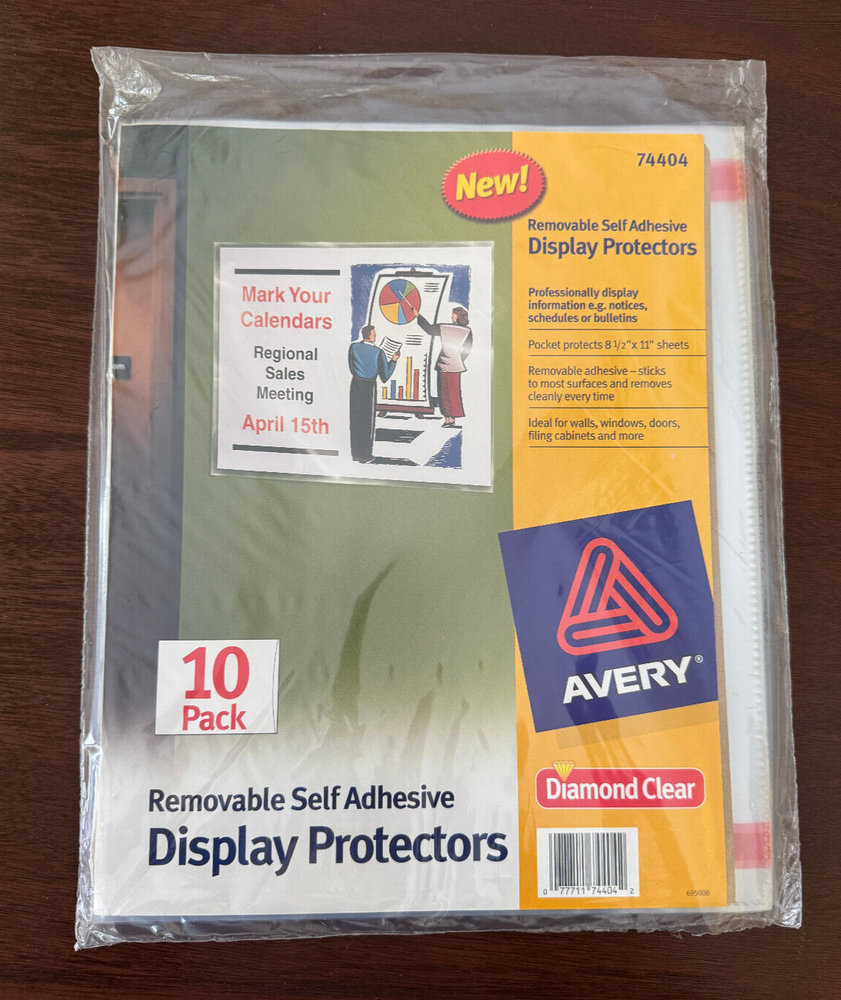 Avery 74404 - Removable Self Adhesive Display Protector - 8.5" x 11" - 10 Pack