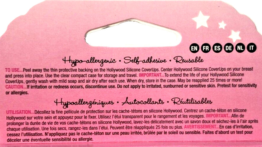 Hollywood Fashion Secrets Silicone CoverUps Dark Shade 1 Pair With Case Lot of 2
