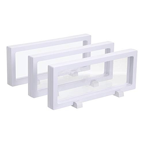 Skelang 3D Floating Display Case, White Rectangular Coin Holder Display Stand,