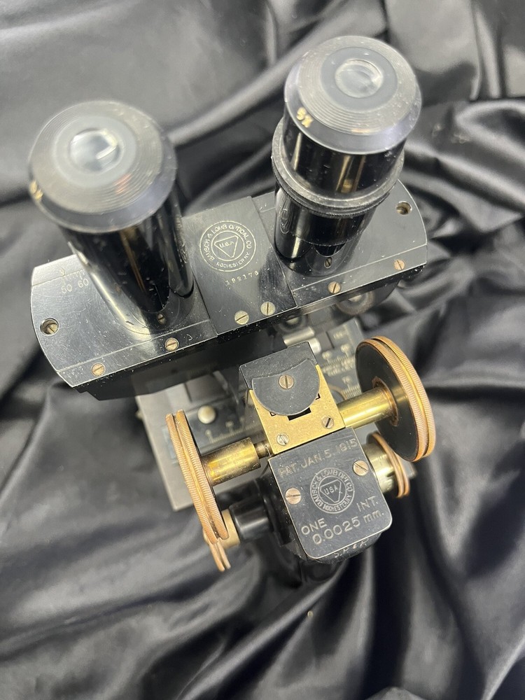 ANTIQUE BRASS BAUSCH & LOMB BINOCULAR MICROSCOPE IN BOX
