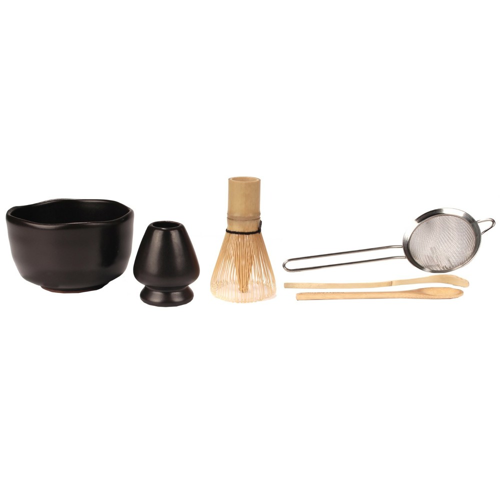 BambooMN Matcha Tea Set - Six-Piece Set - Black