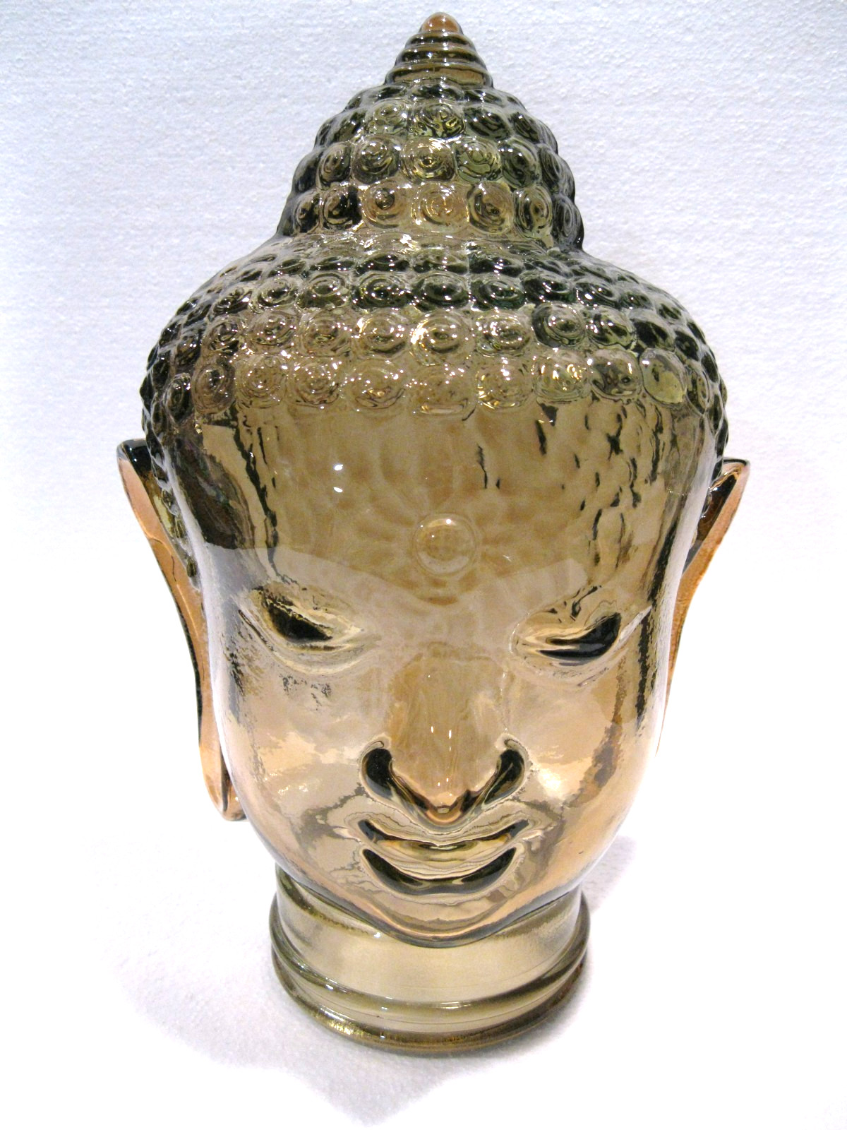 Glass BUDDHA HEAD, CINNAMON, Life Size Mannequin Buddha Head for Decor.