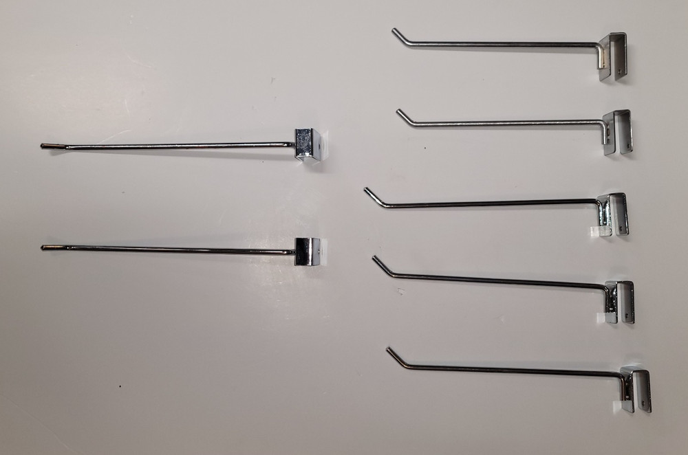 Chrome Metal Hook Wall Mount System Rectangular Tubing 7 Pieces