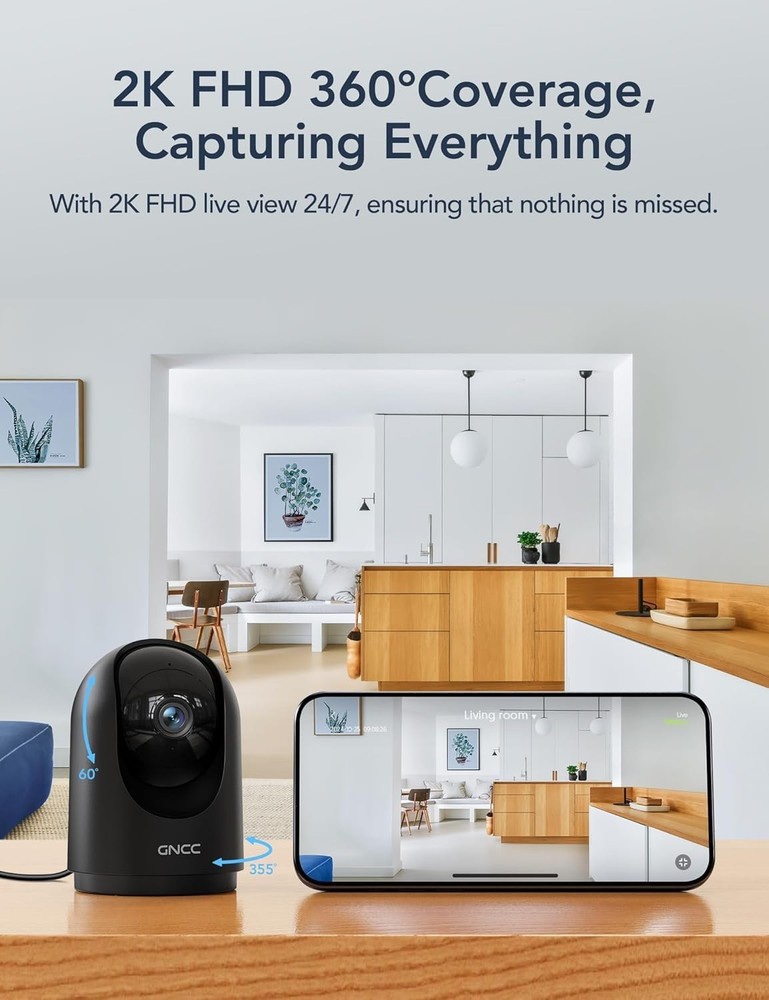 Advanced Motion Detection Indoor Security Camera with Night Vision & Alexa