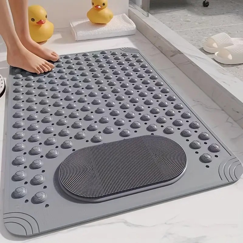 Non-Slip PVC Bath with Massage Buttons- Light& Multi-Color Polka Pattern, Rectan