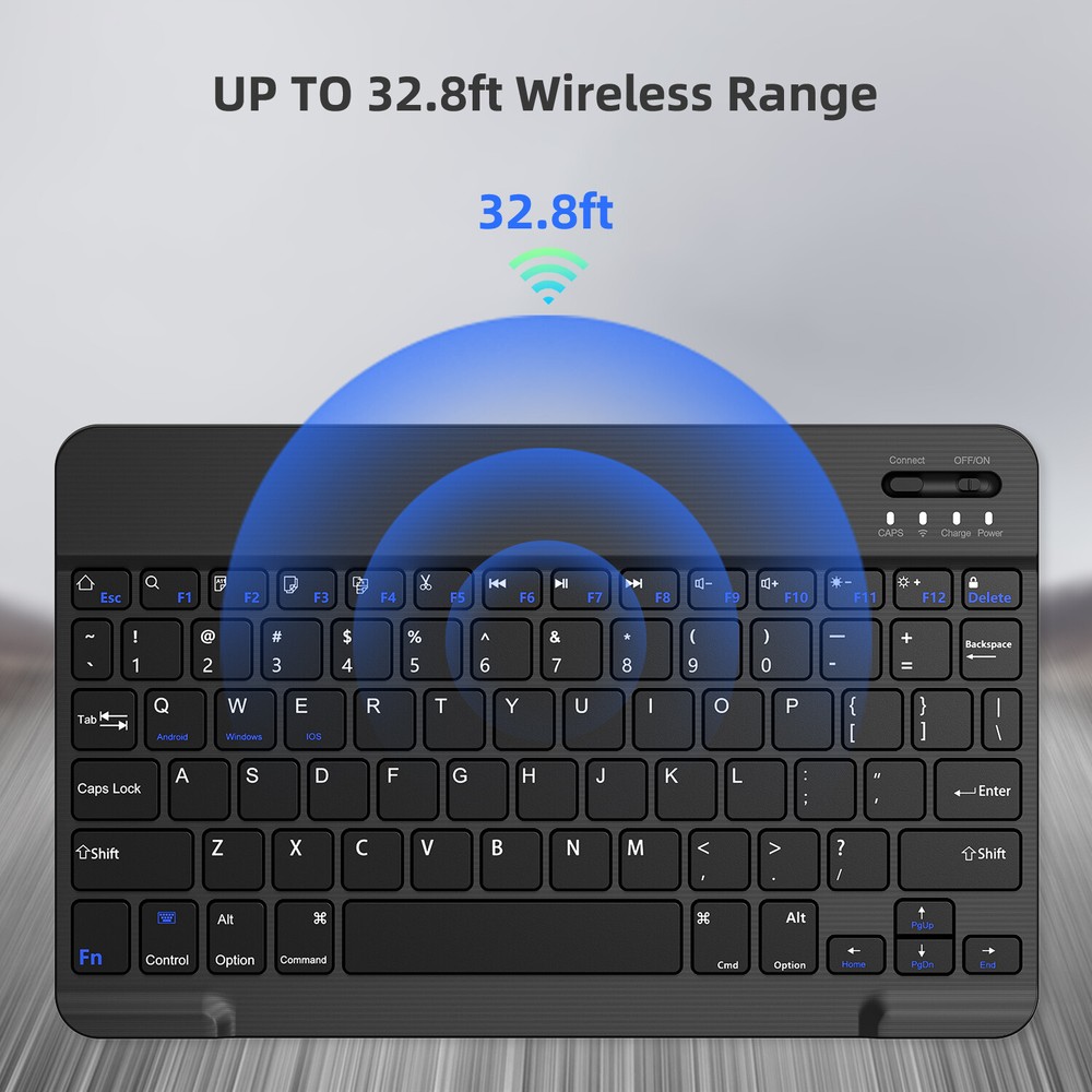 For Laptop PC Mac iPhone Samsung 10''Wireless Bluetooth Quiet Keyboard+Mouse Set