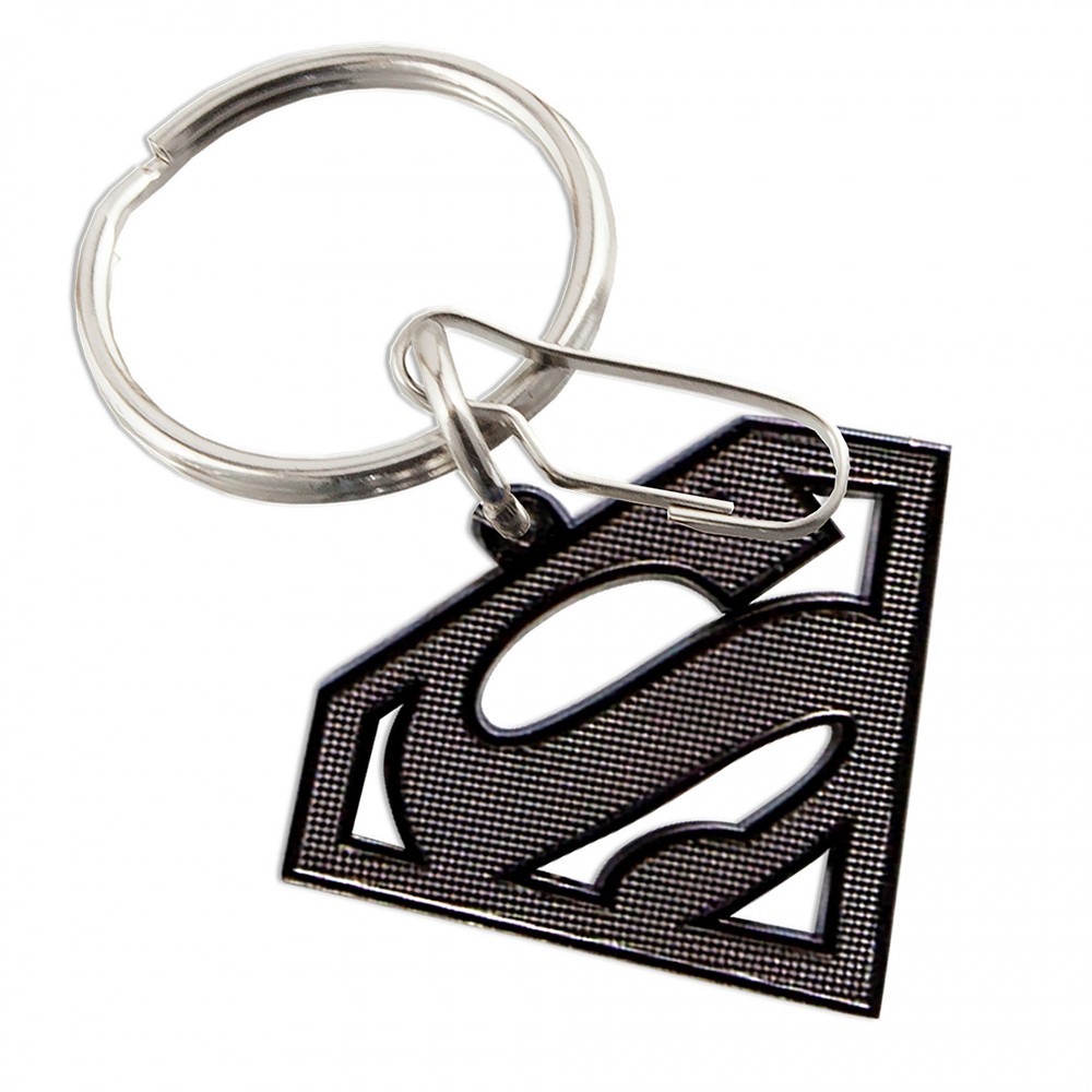 DC Comics Superman Emblem Knurled Metallic Keychain Black
