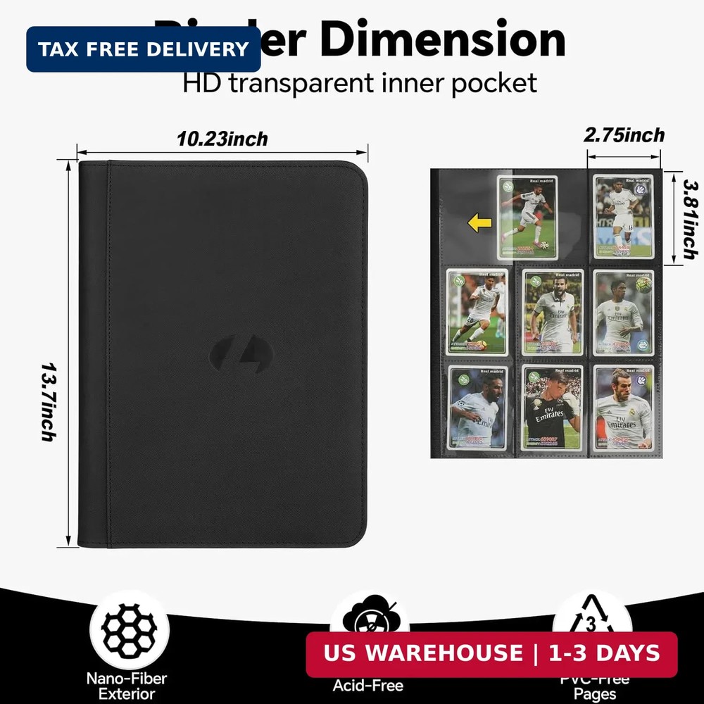 Top Loader Binder 9 Pocket for 540 Toploaders, Side Loading Toploader Binder for
