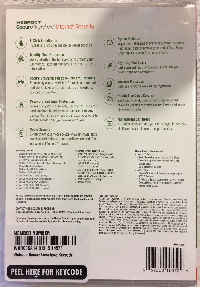 Webroot SecureAnywhere Internet Security - Full Version for Windows & Mac WBR00…