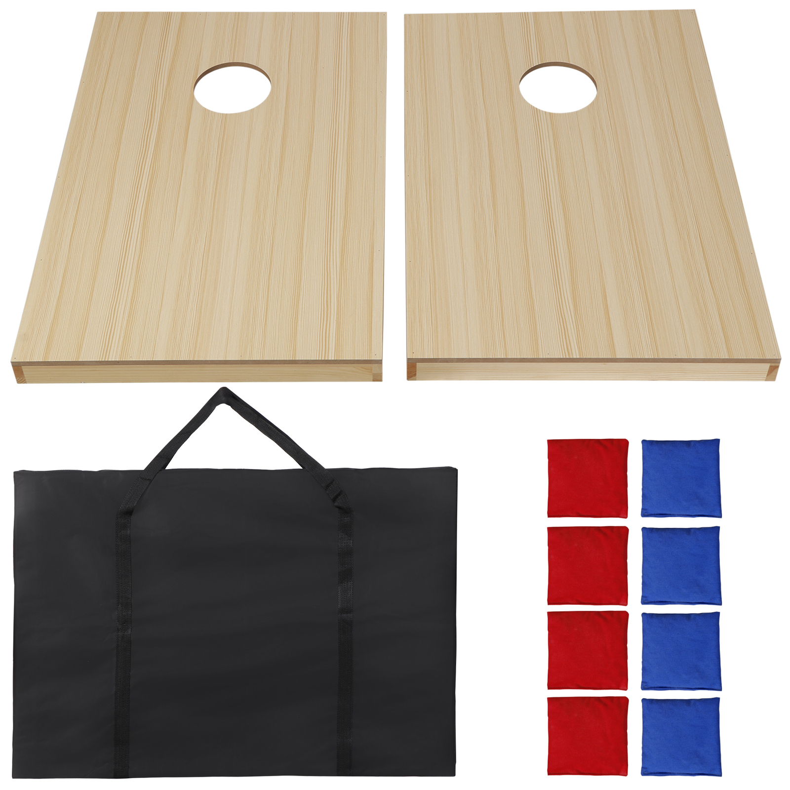 Cornhole Game Set 3x2FT Classic Size Wood Cornhole Boards 8 Bean Bags w/ Case