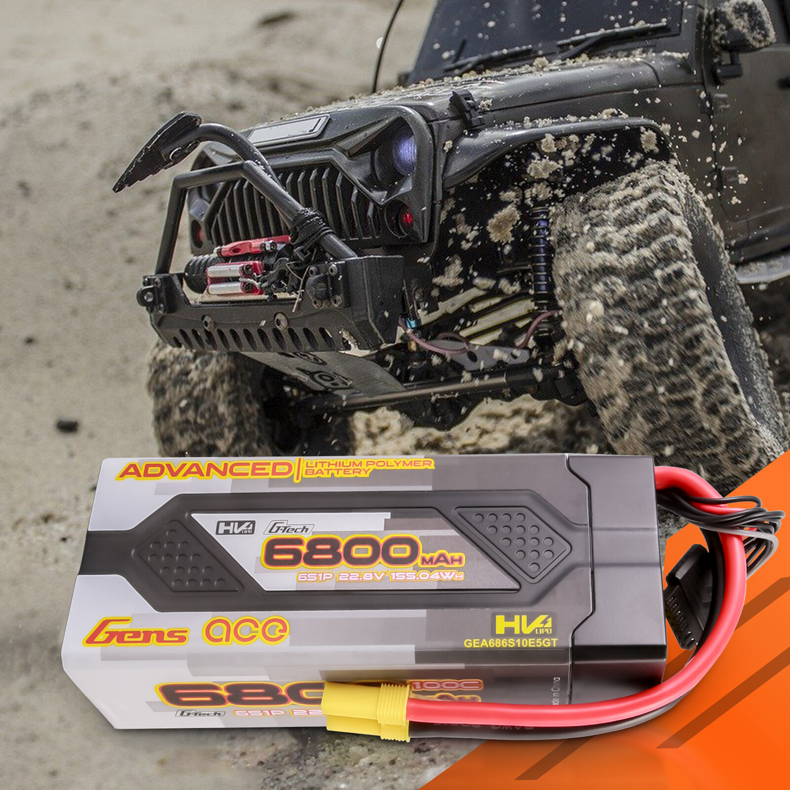 Gens Ace G-Tech Advanced 6800mAh 22.8 V 100C 6S HardCase Lipo Battery EC5 Plug