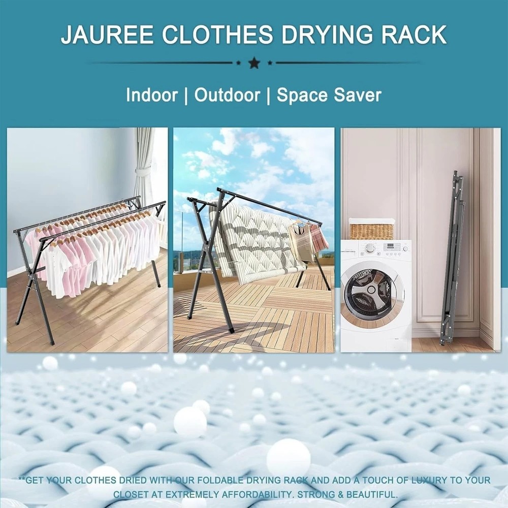 Portable Folding Laundry Drying Rack with Telescoping Design for Easy Storage