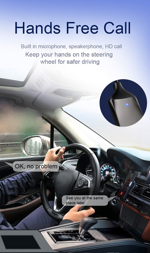 Bluetooth Wireless Receiver Adapter USB 3.5mm Jack Audio Cable For Car Stereo