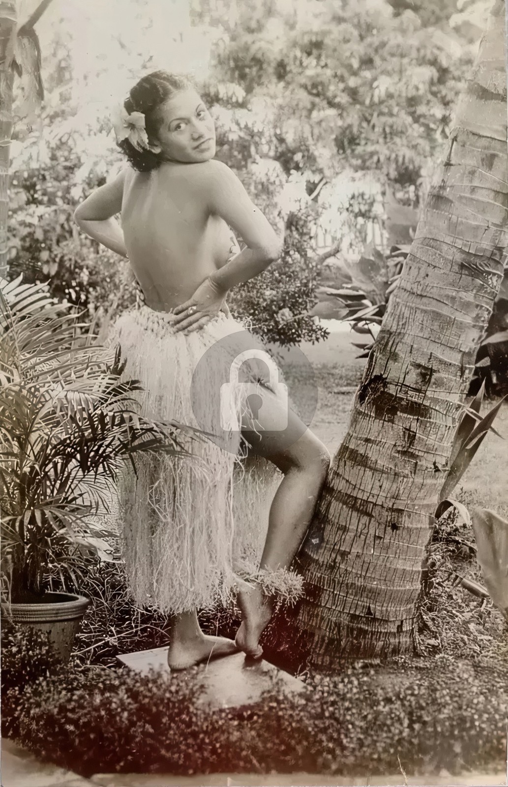 Hawaii Hawaiian Hula Girl Risque 1 RPPC Photo Postcard COPY