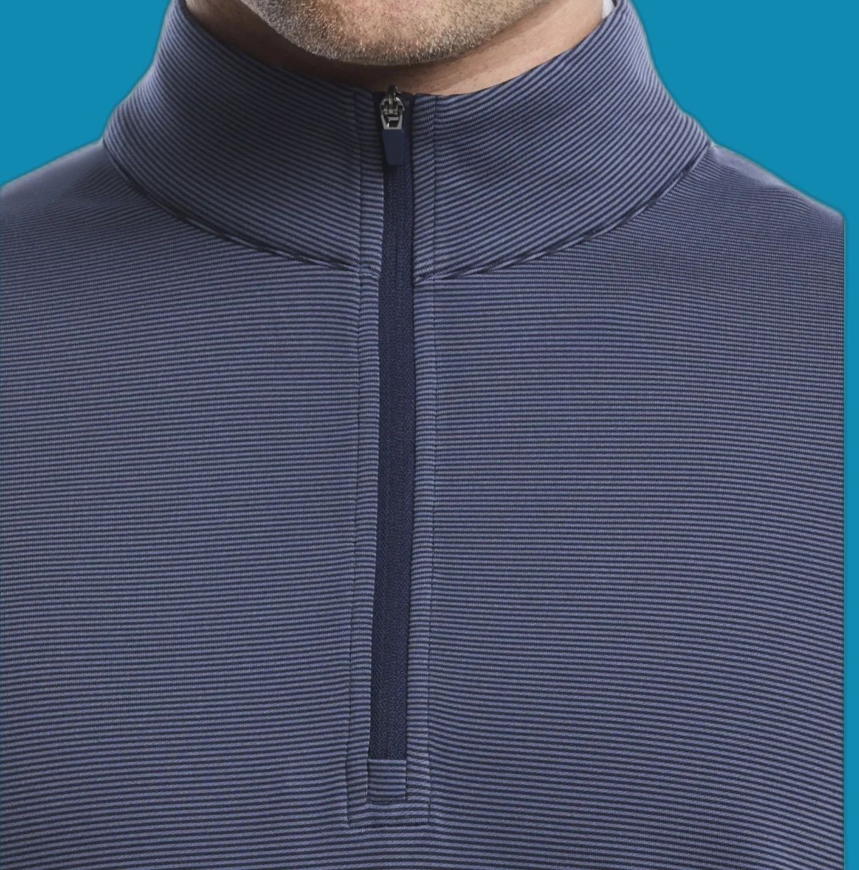 Ben Hogan Feeder Stripe Golf Mock Neck Quarter Zip Navy New