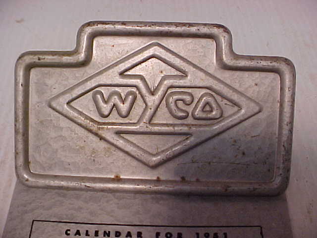 VINTAGE RARE 1951 CALENDAR WYCO CLIPBOARD ALUMINUM 9" BY 5 1/2"(ST6407)