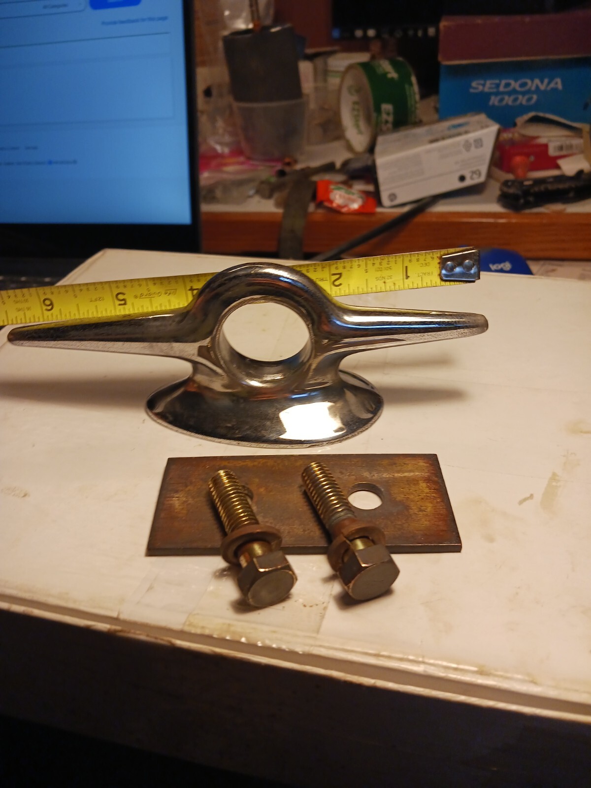 TIE DOWN CLEAT, VINTAGE ,SOLID BRASS