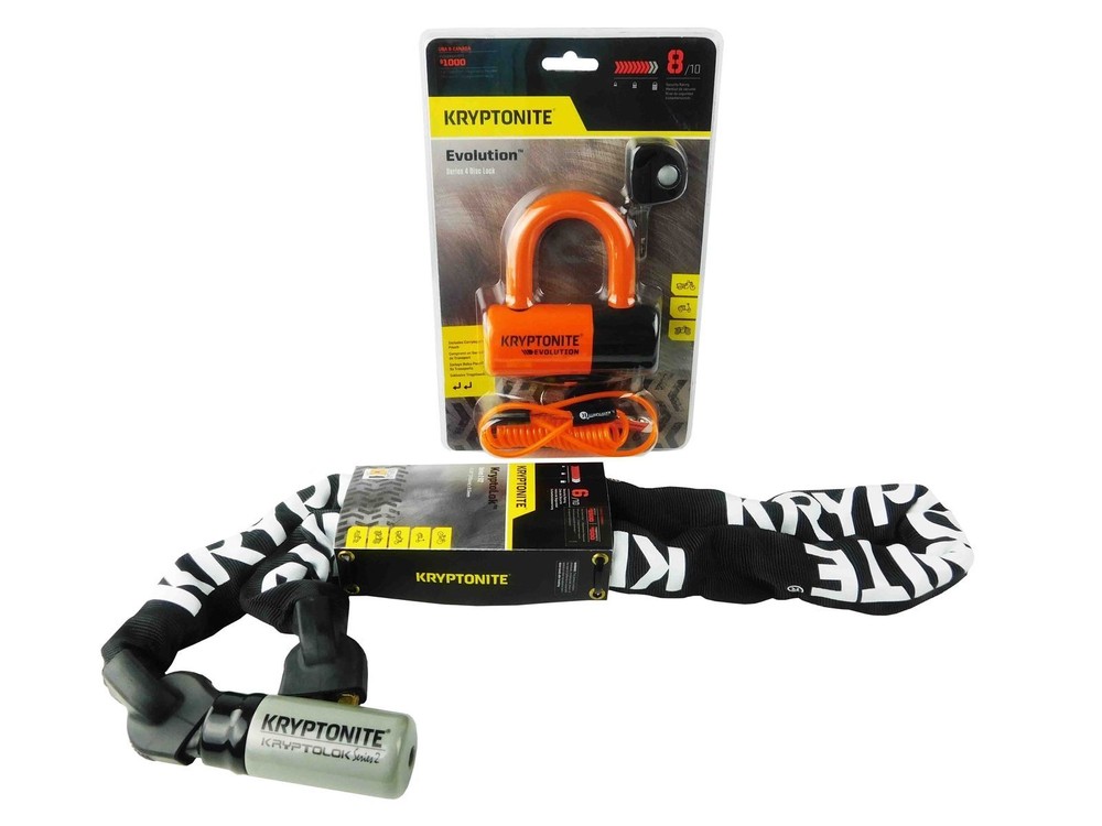 Kryptonite Evolution Series 4 Disc Lock ORANGE w/ 912 4ft Integrated Chain