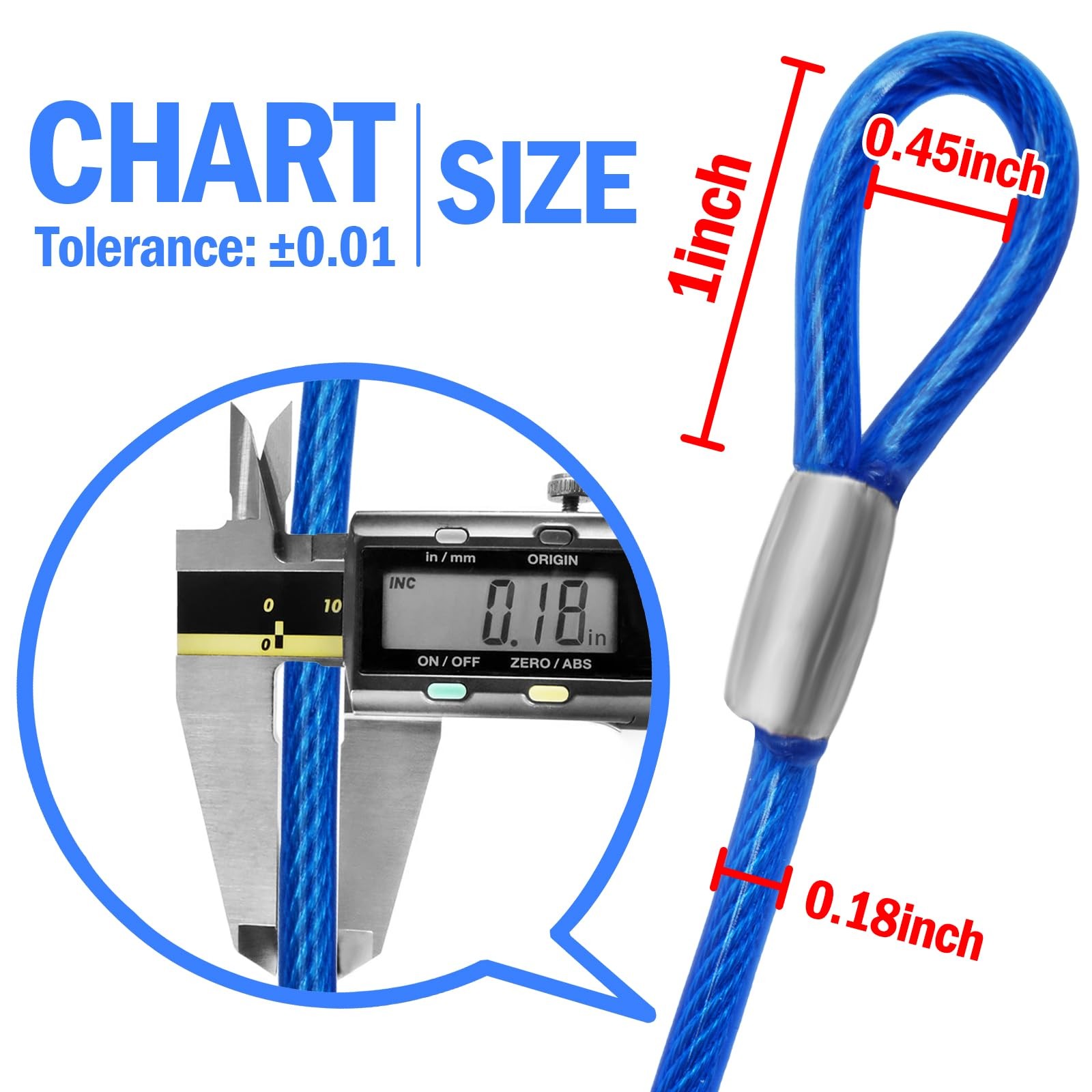 4FT （3/16 Inch） Steel Security Cable with Loops - Flexible Wire Rope Versatil...