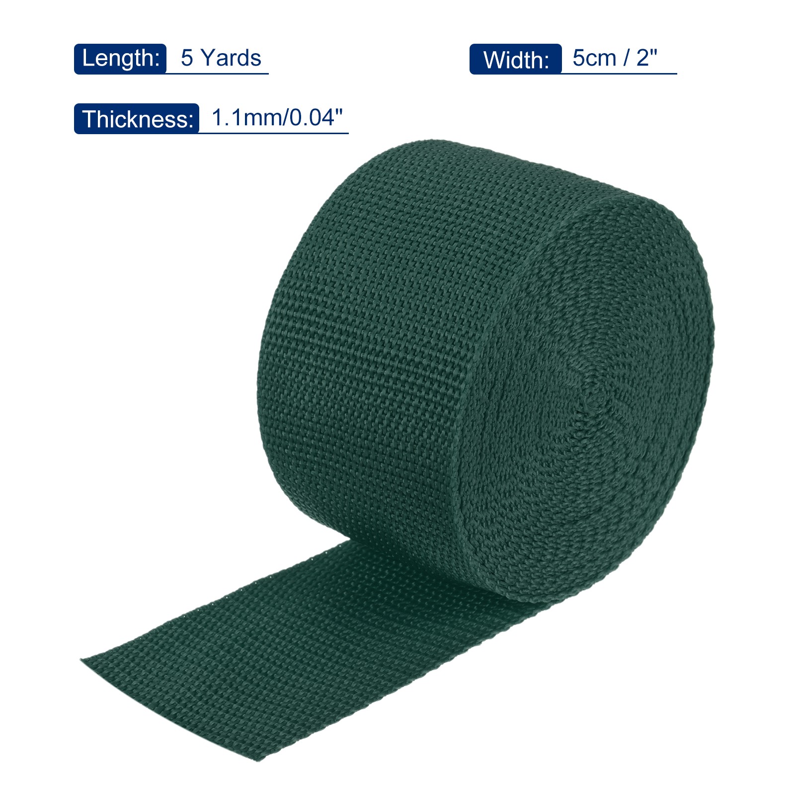 Lightweight Polypropylene Webbing Strap 5cm 5 Yard Dark Green