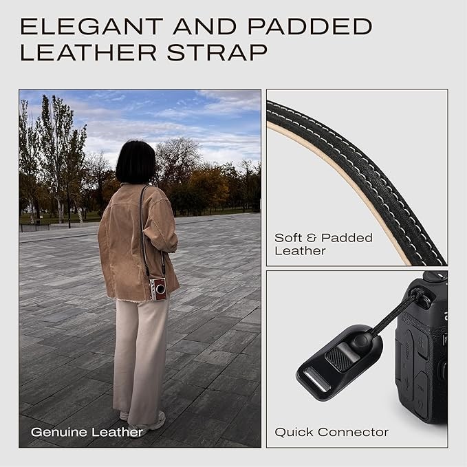 C Coiro Slim Padded Leather Camera Strap Quick Release Camera Shoulder Strap