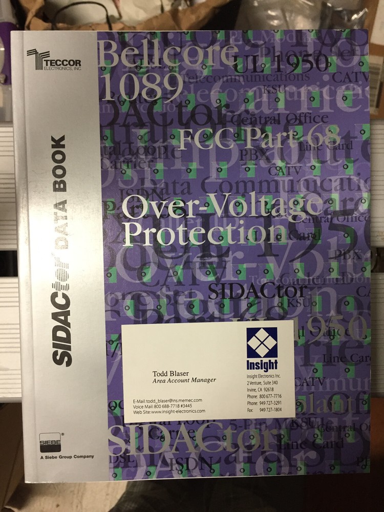 Data Book = Teccor SIDACtor Bellcore Overvoltage Protection Semiconductor 1998
